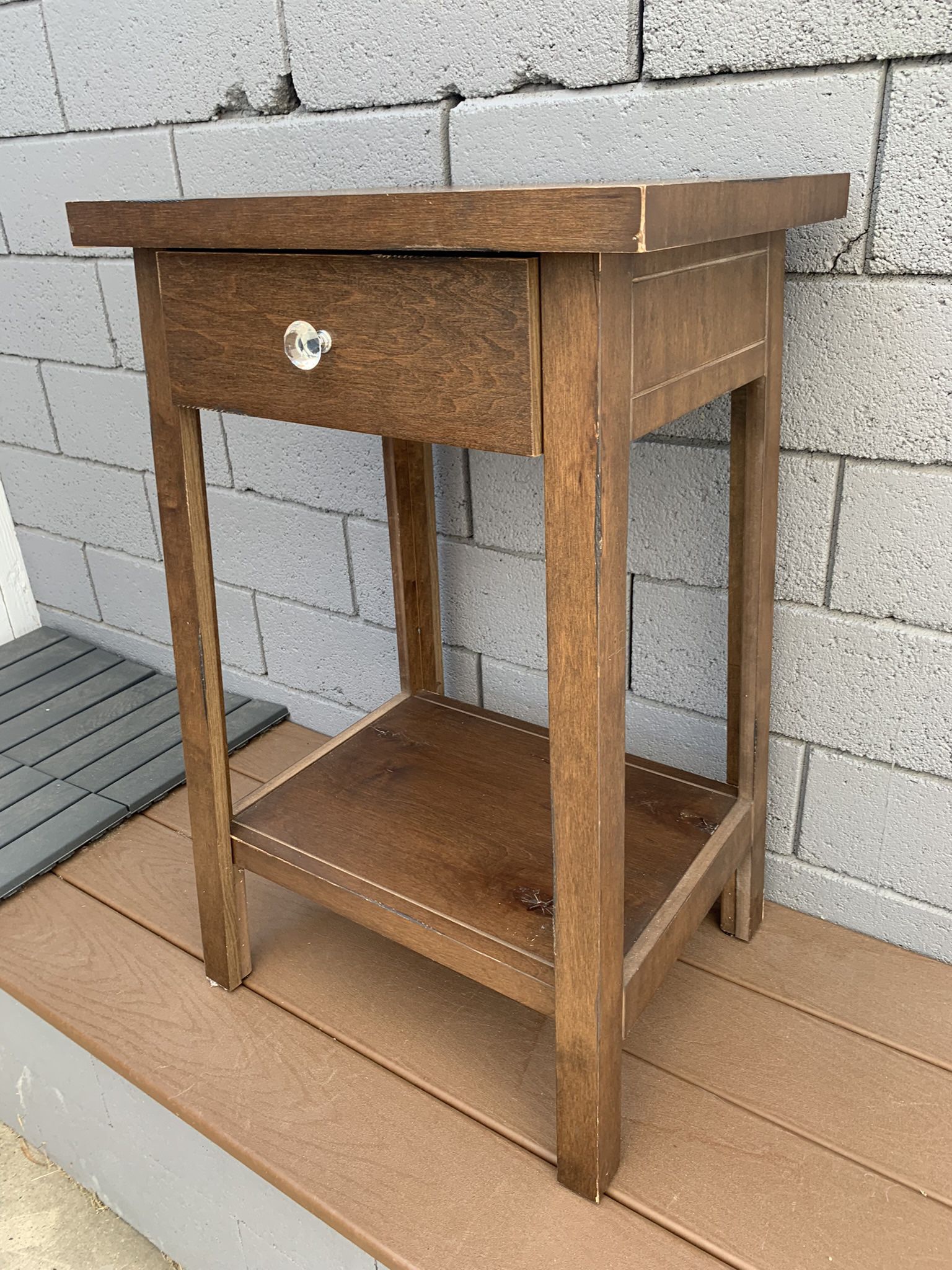 Real Wood Side Table 18” W 33” T 14” D