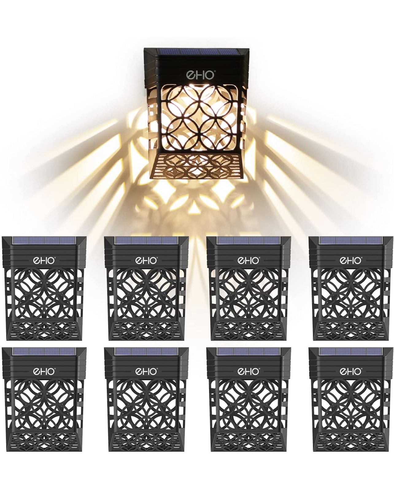 Solar Deck Lights, Solar Fence Lights Outdoor Waterproof LED Garden Decorative Lighting for Post,Patio, Front Door, Step, Stair, Landscape and Yard, W