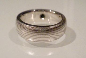 Sterling Silver & Palladium Green Diamond Wedding/Engagement Ring Thumbnail