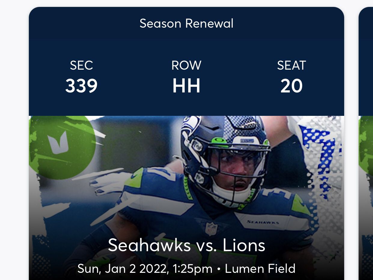 Seahawks Vs Lions  Jan 2nd 2021 $75