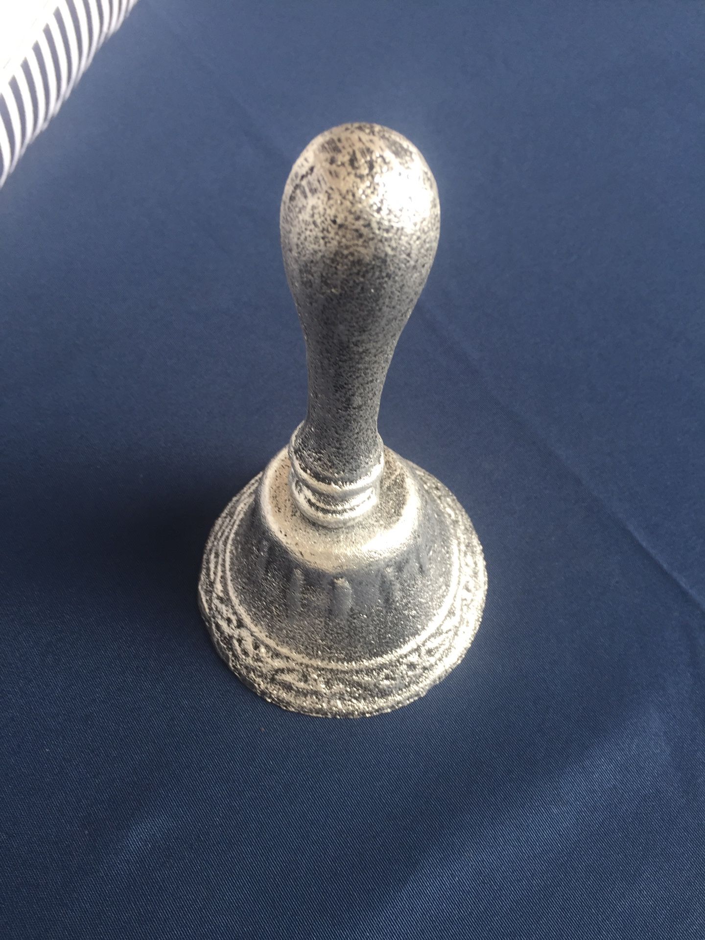 Decorative Nautical Rustic Silver Cast Iron Hand Bell 8”