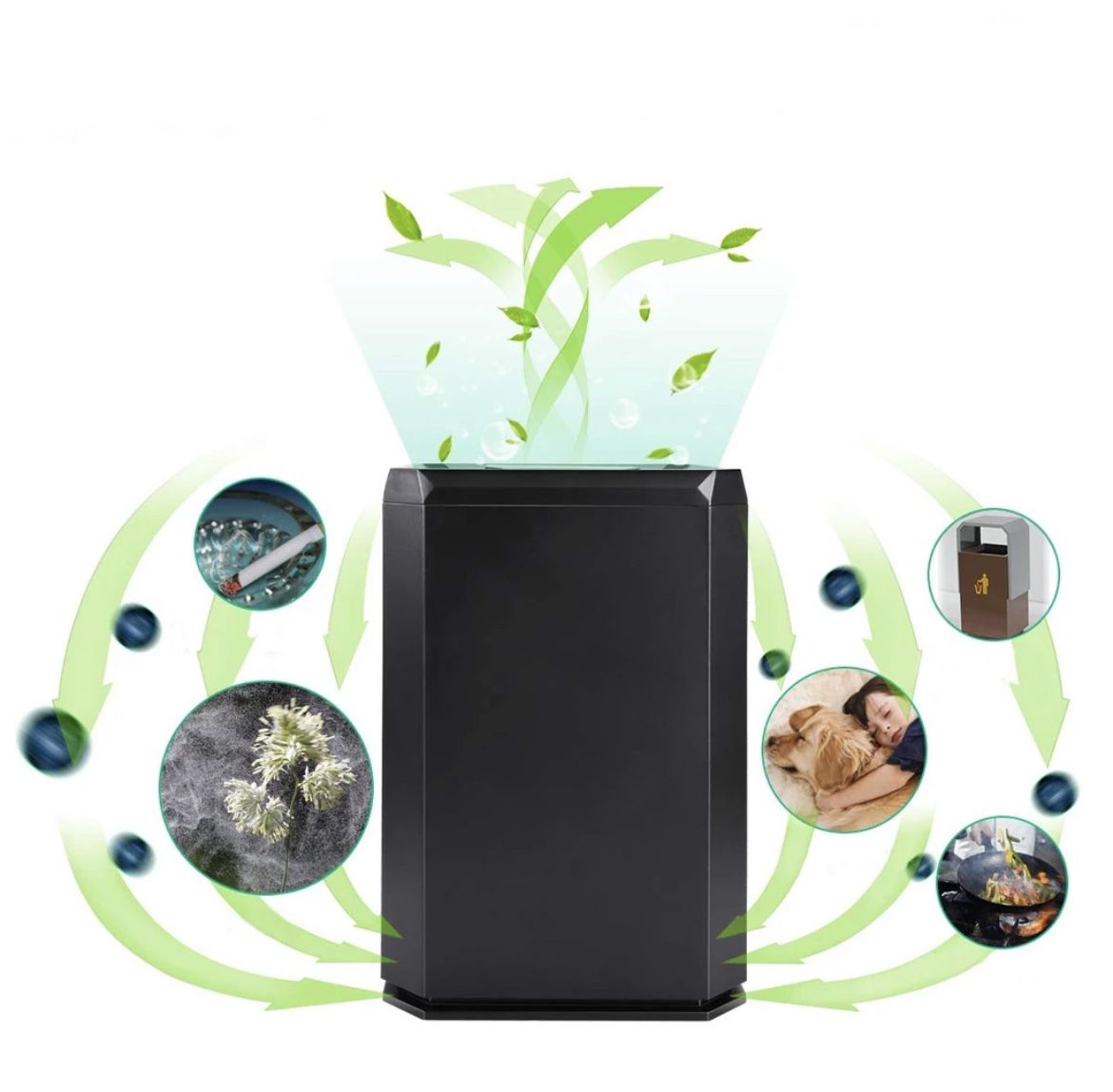 Keenstone KJ130V1 Air Purifier with HEPA Filter, 5-Speed, Black, 100-240V, 17W