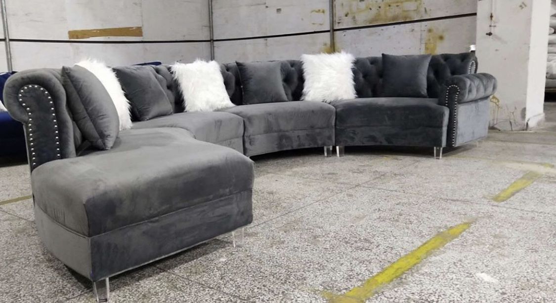 New arrival! introducing Fendi curve sectional! Available in pink,gray,blue,black! In stock! Take home today only 39 dollars down