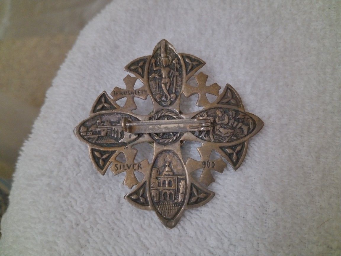 vintage Sterling Silver 90/100 Brooch 4" Solid Nice Patina