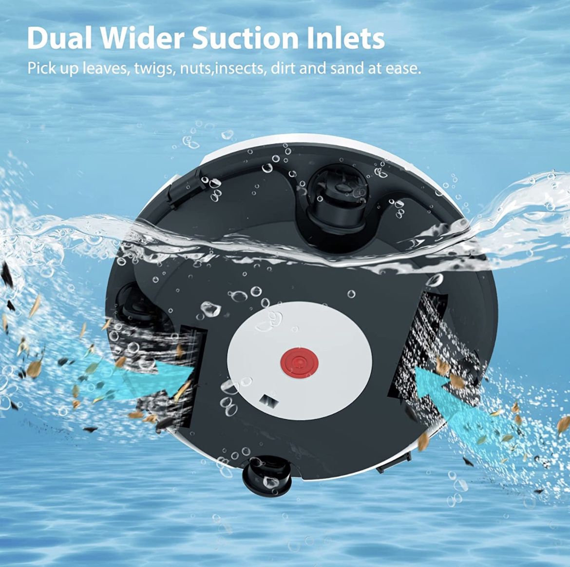 Cordless Robotic Pool Cleaner, Dual-Drive Motors, 180μm Fine Filter, for Pool Up to 650 Sq.Ft.