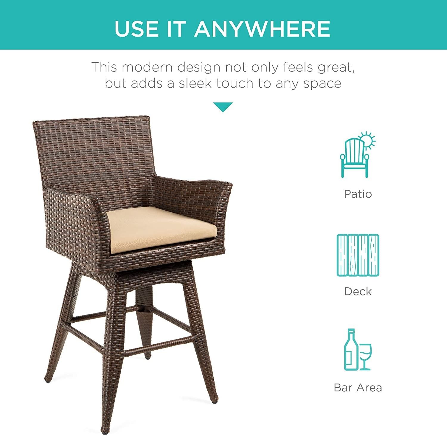 360° Counter-Height Swivel Chair Bar Stool with Plush Cushion