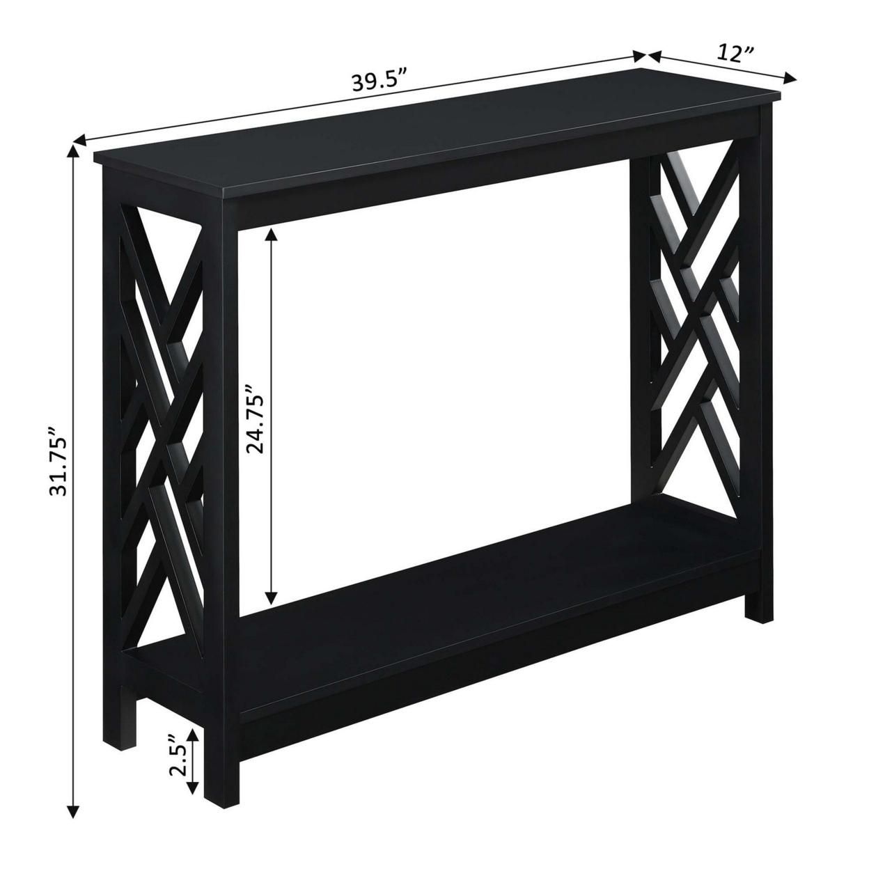 Titan Console Table with Shelf, Black
