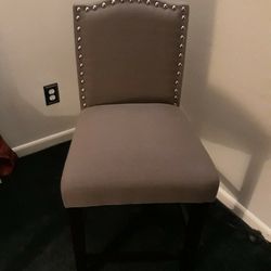 Rustic Style Upholstered Bar Stool Nailhead Trimmed - 1 Chair Thumbnail
