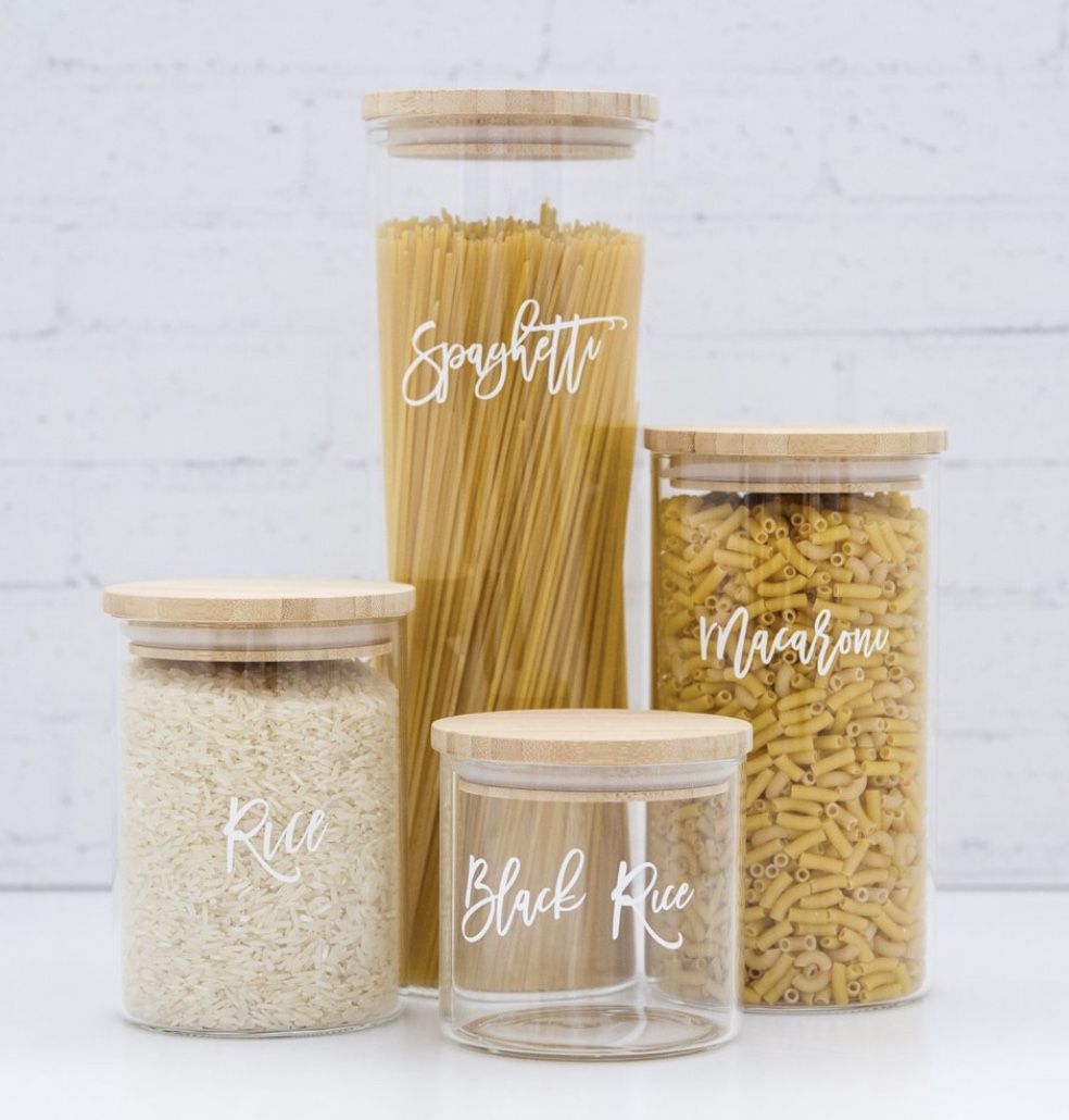 Jars or containers for pantry organization