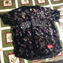 Supreme Floral Velour Baseball Jersey Size XL (Brand New, 100 