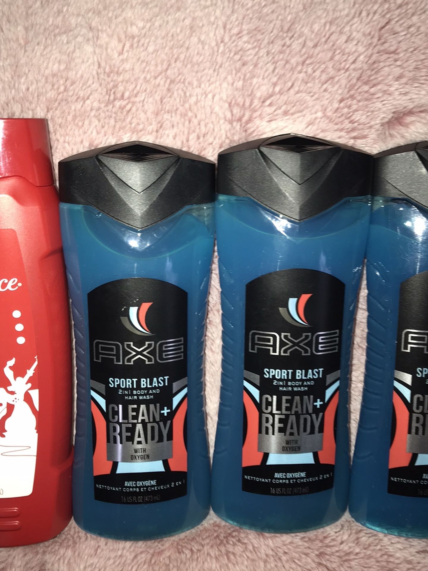 men axe and old spice body wash