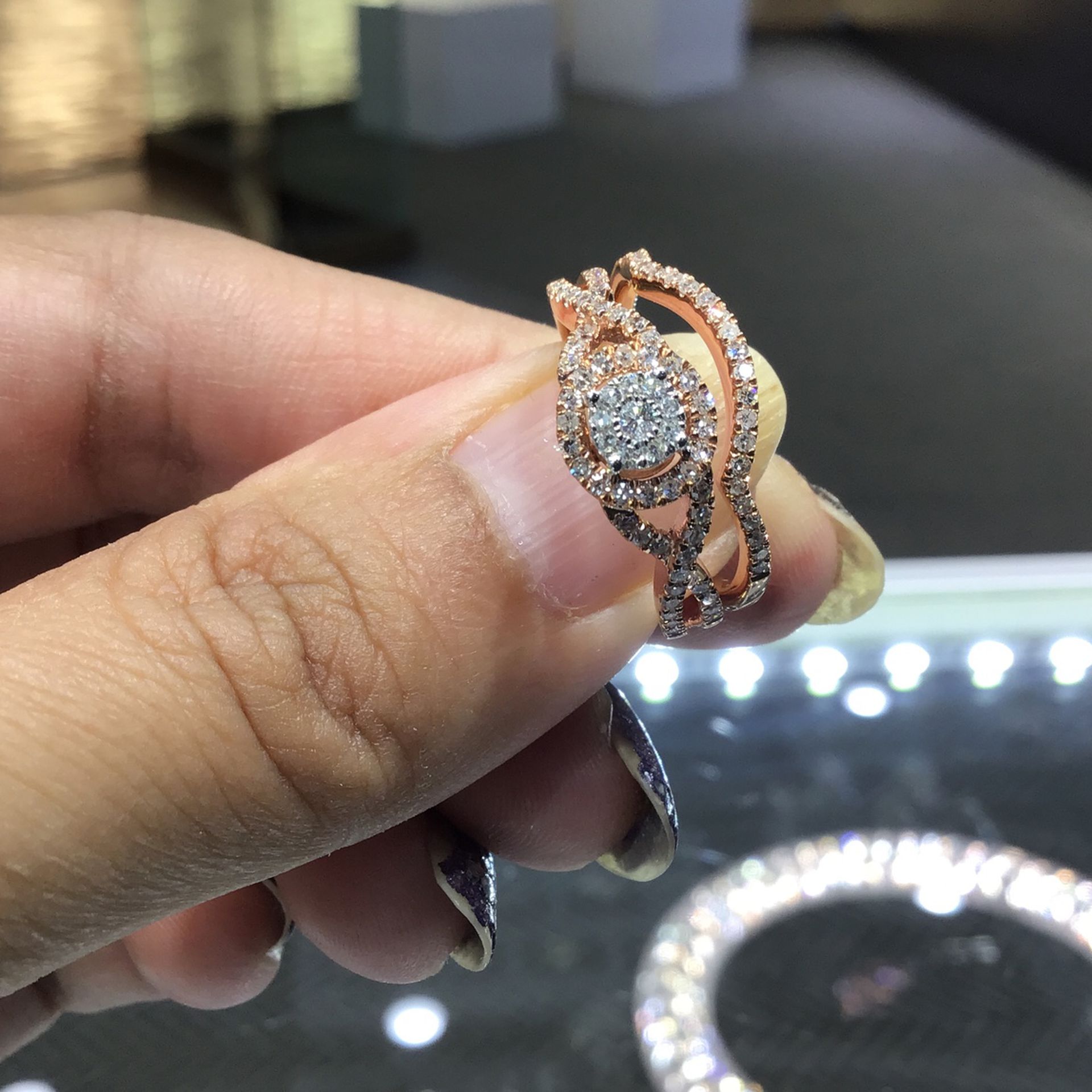 10k Rose Gold Diamond Bridal Set With Big Diamond 0.50ct Diamond ..best Quality Diamond …💎💎💎💎