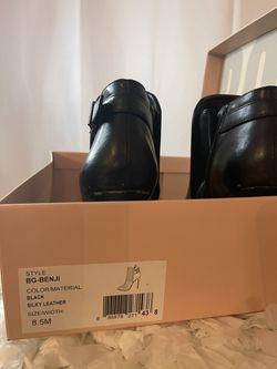 BCBG generation Black Silky Leather Booties Thumbnail