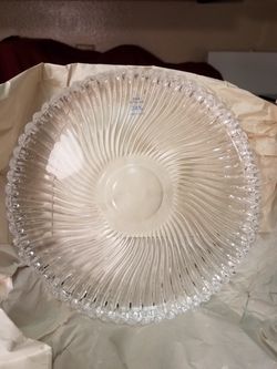 EUROPEAN CRYSTAL FOOTED CAKE PLATE AND SERVING PLATES Thumbnail