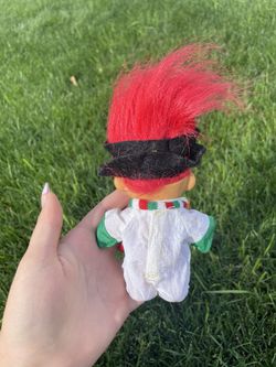 Vintage Russ Snowman Suit Troll Doll w/ Christmas Scarf Hat Nose W/Red Hair Thumbnail