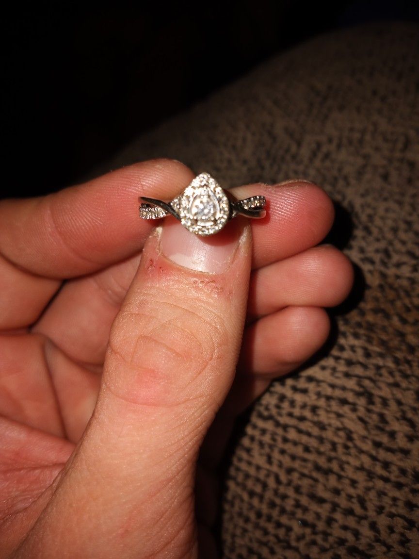 3/8 14k White Gold Pear Diamond Engagement Ring