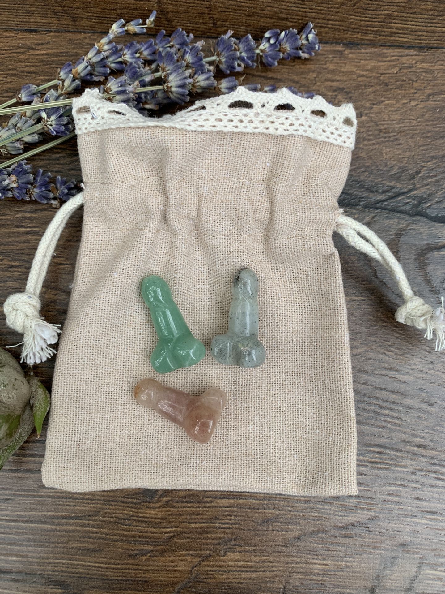 Pocket Peen Crystal Labradorite Rose Quartz White Elephant Baby Showe