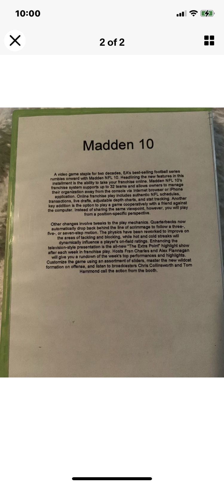 Madden NFL 10 (Microsoft Xbox 360, 2009). Condition is "Very Good". Shipped with USPS First Class.
