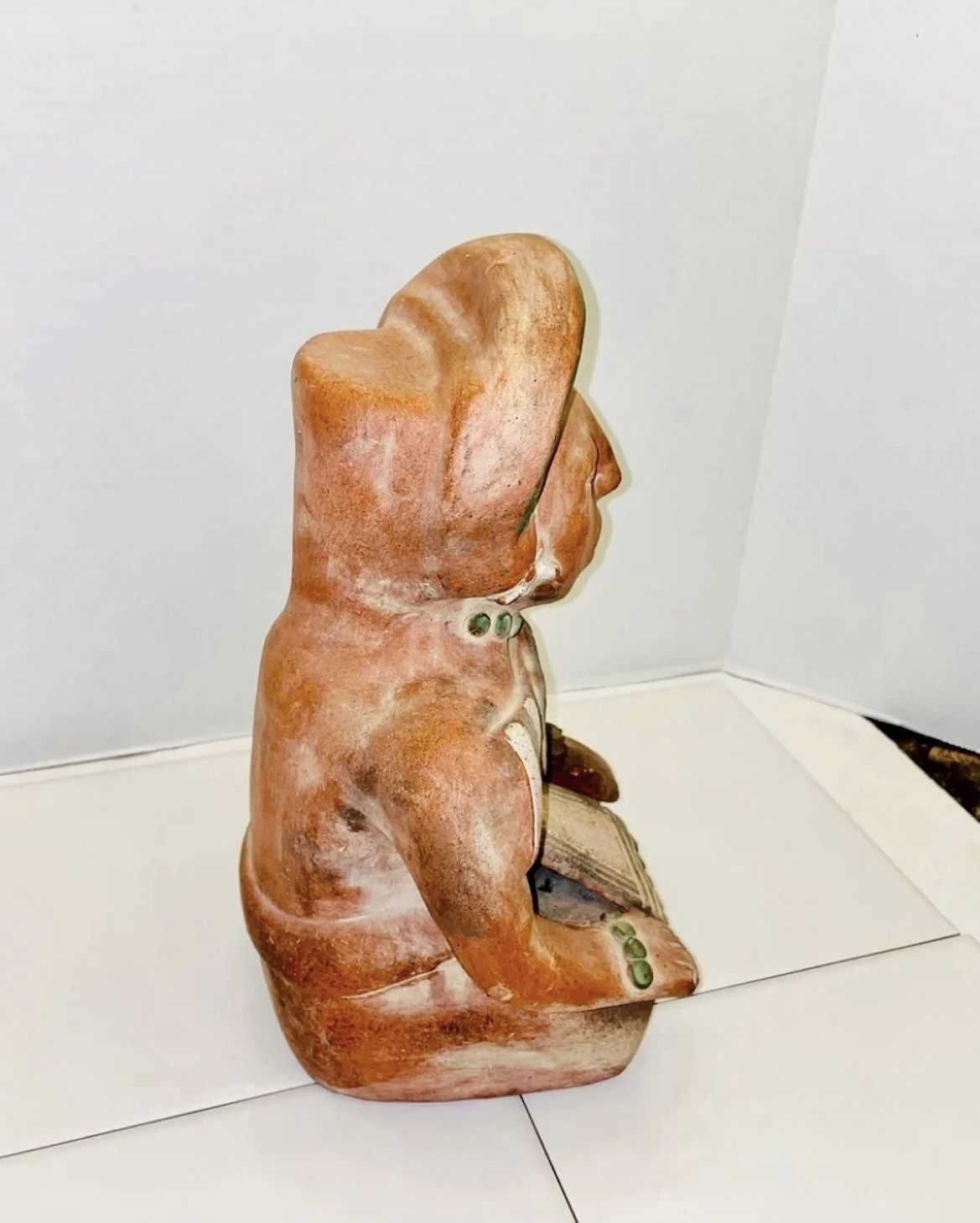 RARE Vintage MCM Mid Century Large 16” Mayan Son god “Idolo Del Sol” Mexican Folk Art Hand Painted Terracotta Clay Pottery Art Sculpture