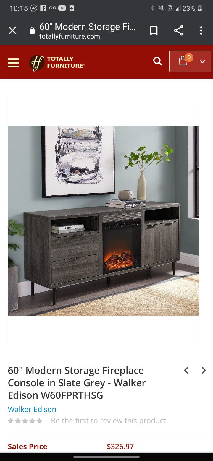 BRAND NEW!! 60 INCH GREY FIREPLACE TV STAND/ ENTERTAINMENT CONSOLE!! 