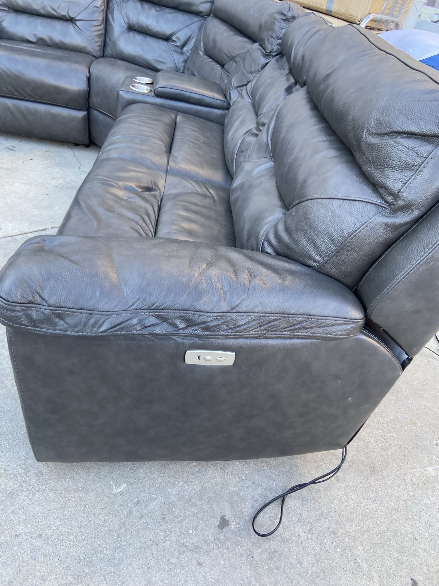 Electric Power Recliner Sectional Leather Couch