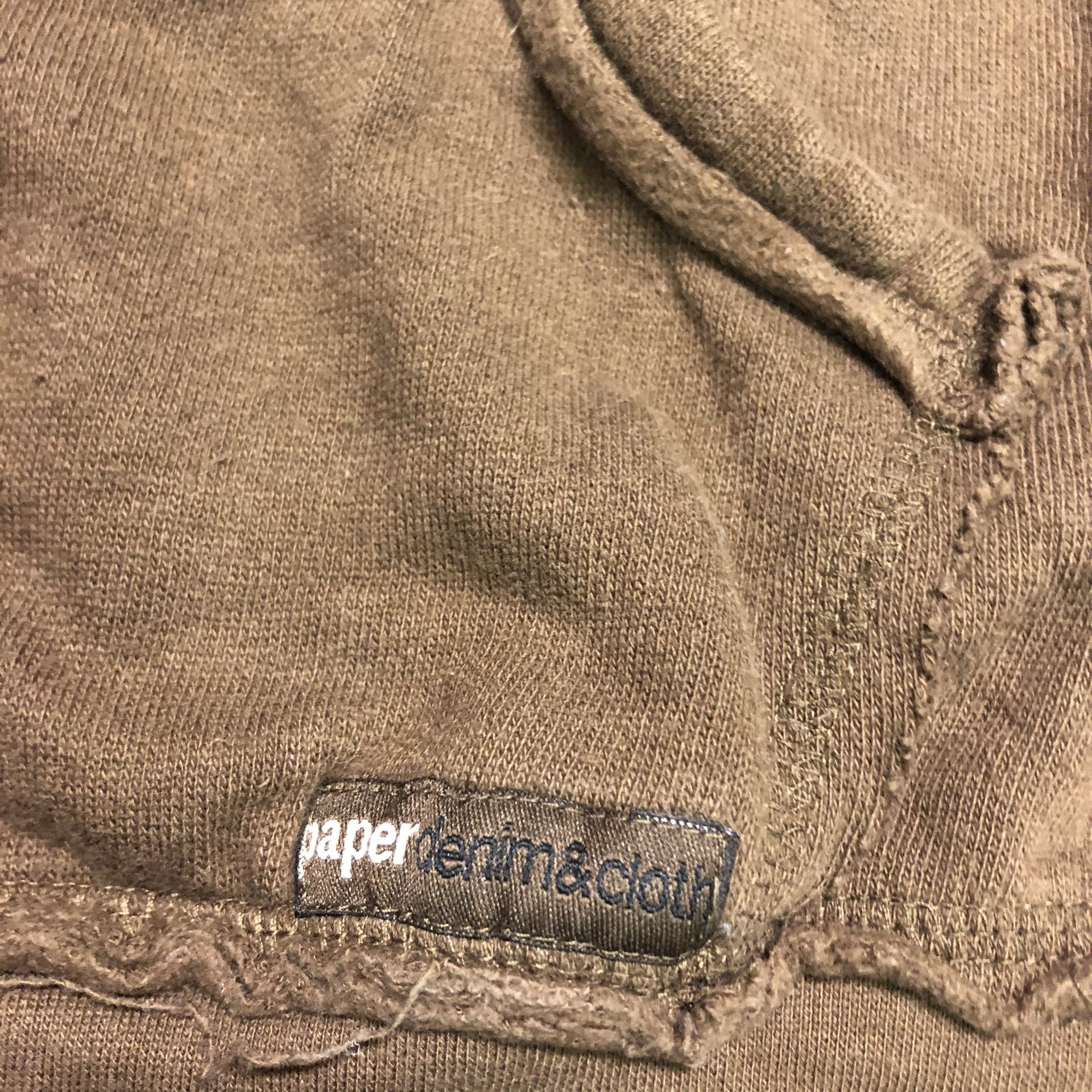 $88 Paper Denim & Cloth Distressed Brown Jacket Hoodie | L | Zip Men's Vintage