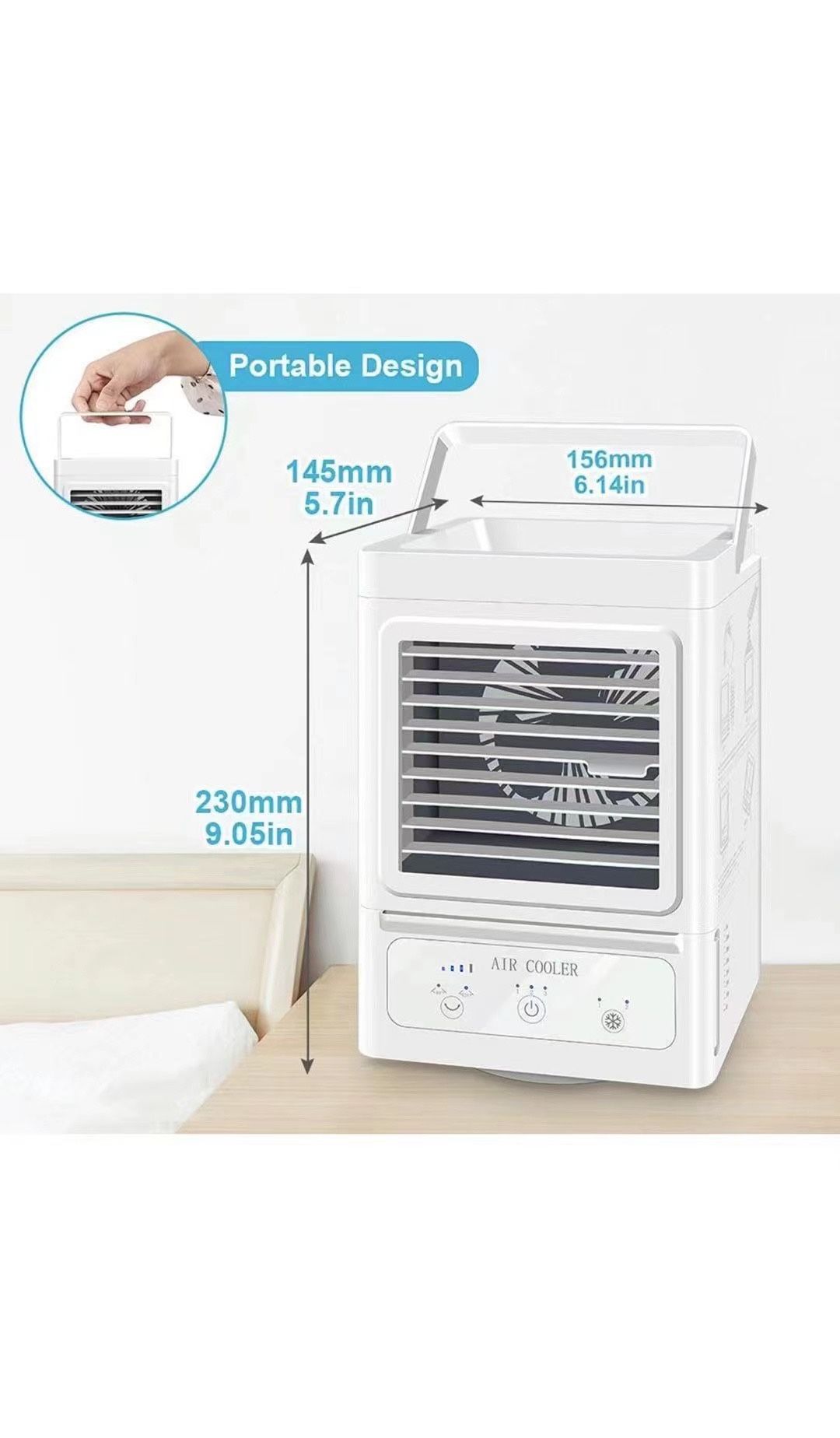 Personal Air Cooler, 5000mAh Rechargeable Battery Operated 60°&120° Auto Oscillation, Portable Air Conditioner Fan with 3 Wind Speeds & 2 Refrigeratio