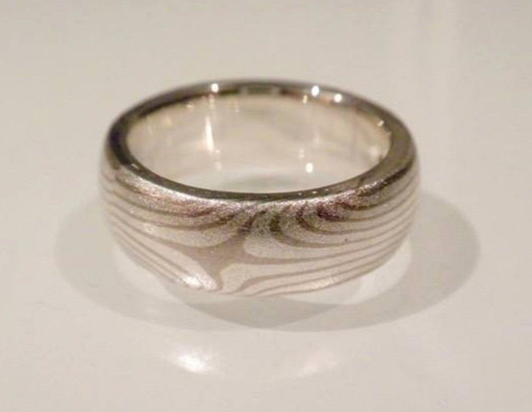 Sterling Silver & Palladium Green Diamond Wedding/Engagement Ring