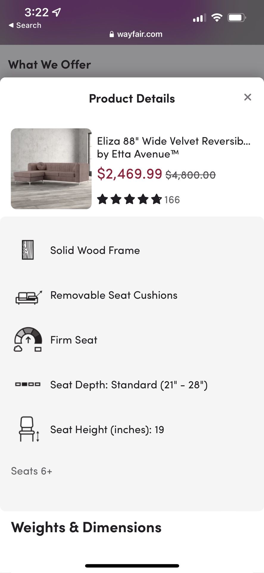 Pink Blush Velvet Sofa Couch Chaise