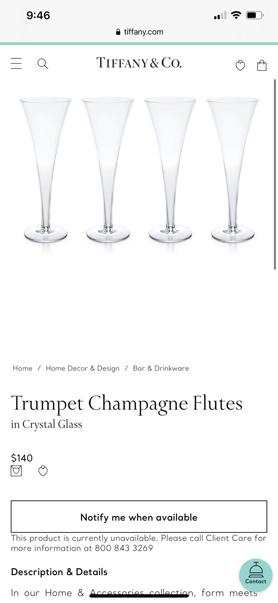 Tiffany & CO Champagne Flutes 