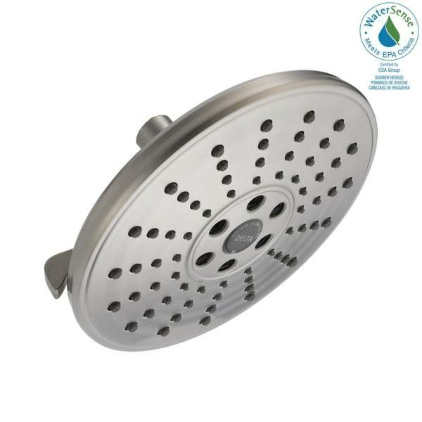 Delta
3-Spray Patterns 7.7 in. Single Wall Mount Fixed Shower Head in SpotShield Brushed Nickel