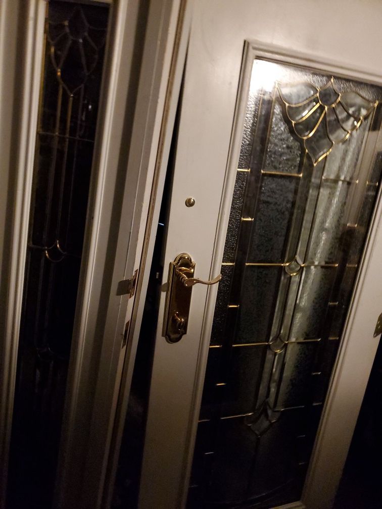 Stained beveled Front Door & partition