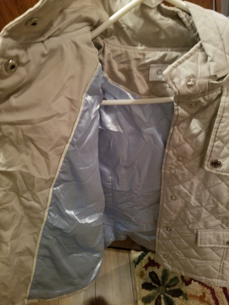Calvin Klein Jacket, Beige Cream Khaki, Size Medium, Rain Jacket