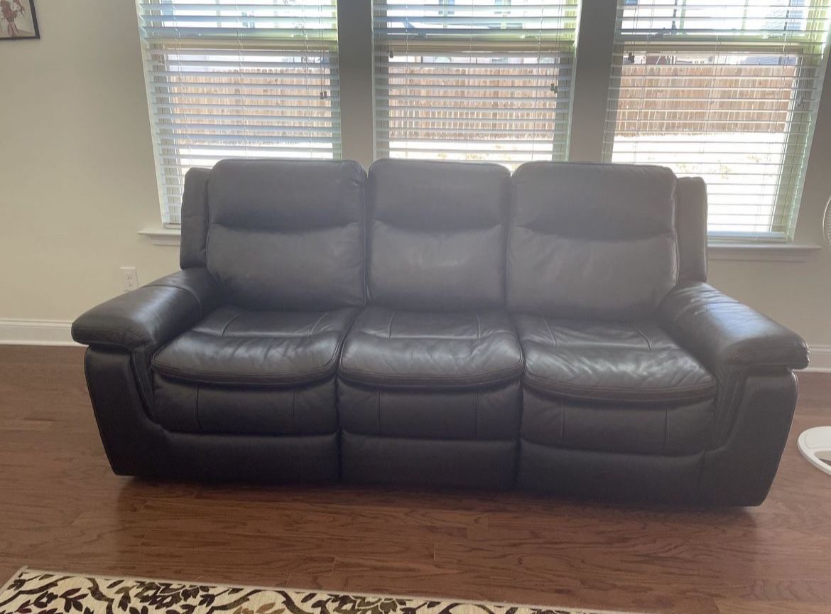  Brown Leather Reclining Sofa