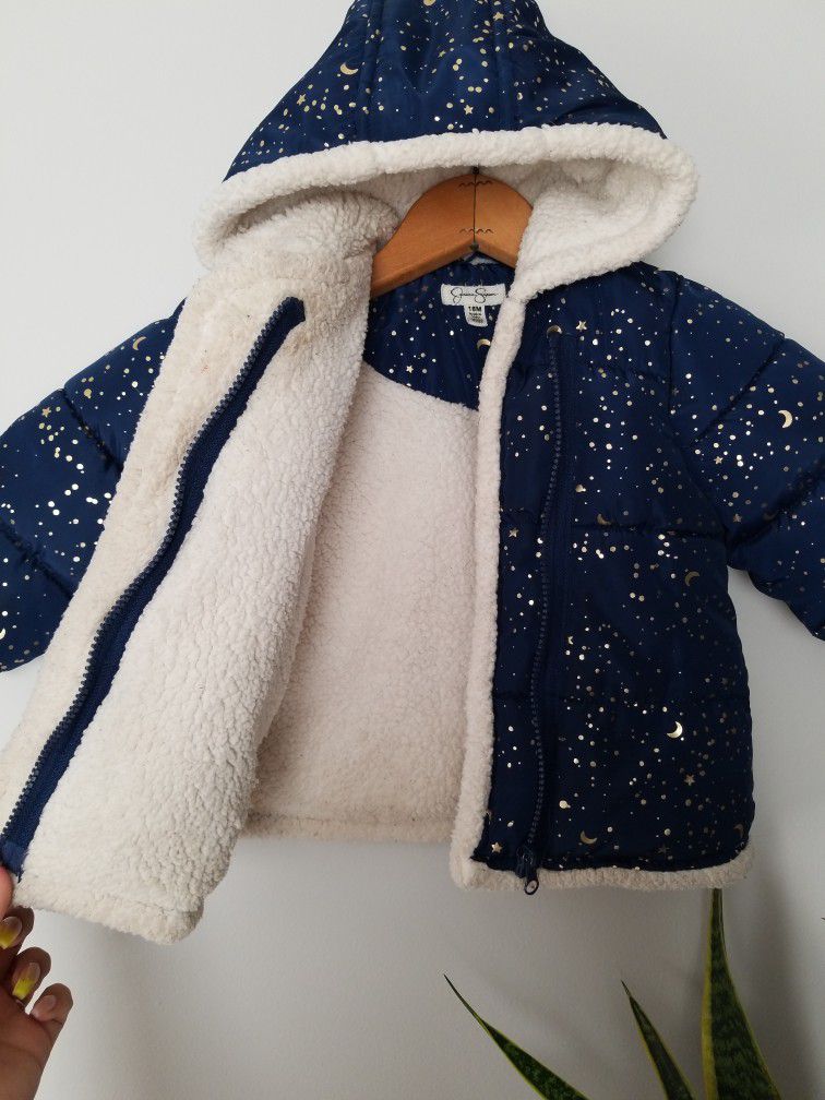 18m / 2T Blue Gold Star And Moon Winter Jacket