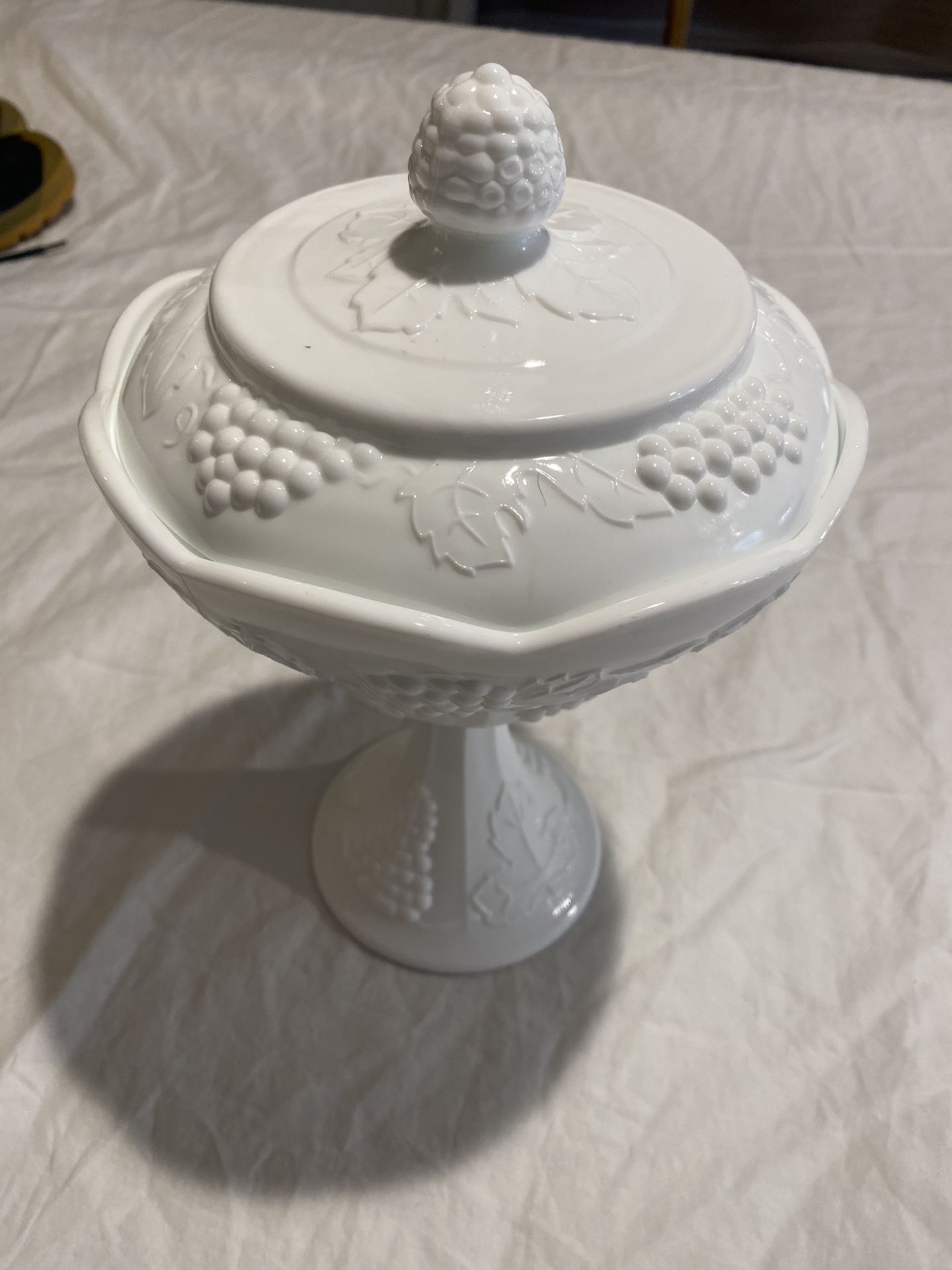 Milk glass candy dish