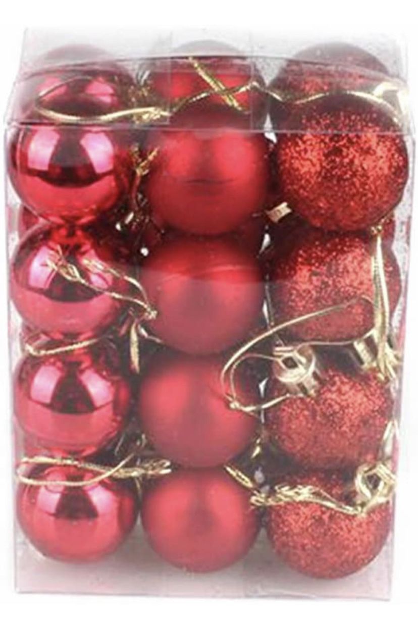Set of 24 Mini Shatterproof Christmas Balls Tree Ornaments Party Decoration
