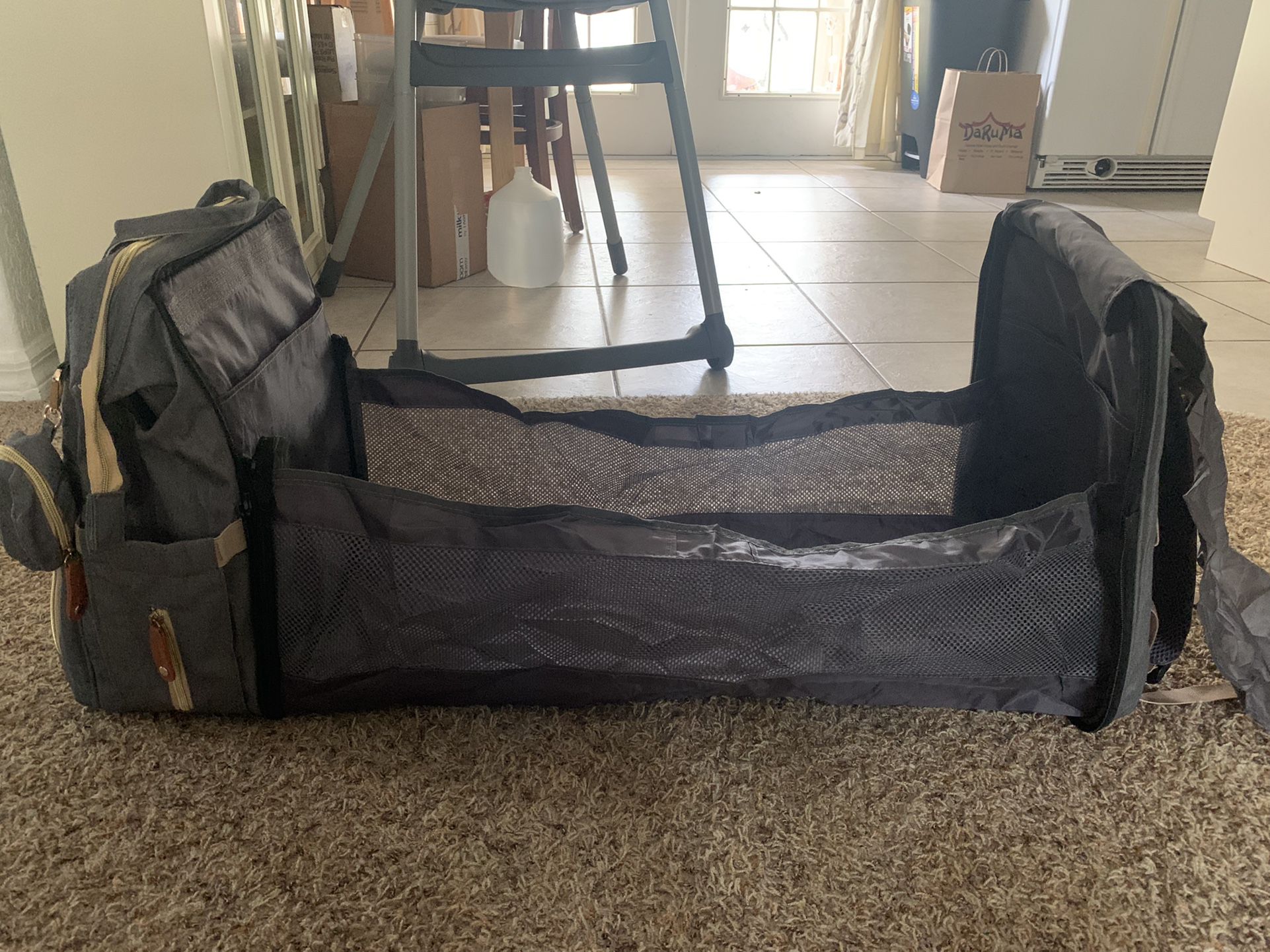 Diaper Bag With Pull Out Changing Table/Crib
