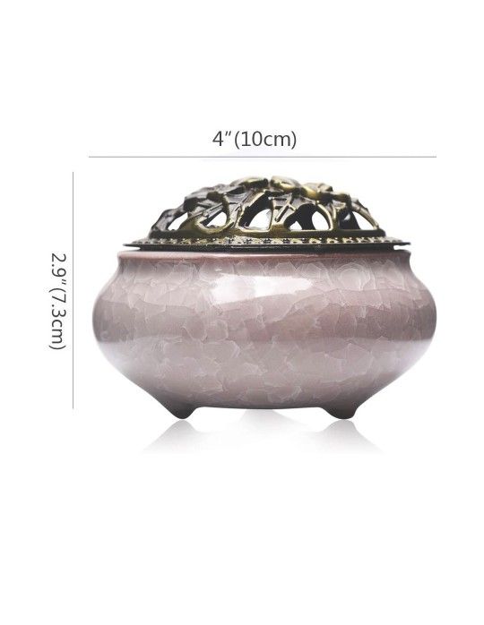Xiao Ceramic Stick Incense Burner and Cone Incense Stick Holder Ash Catcher (Ice Crack White)