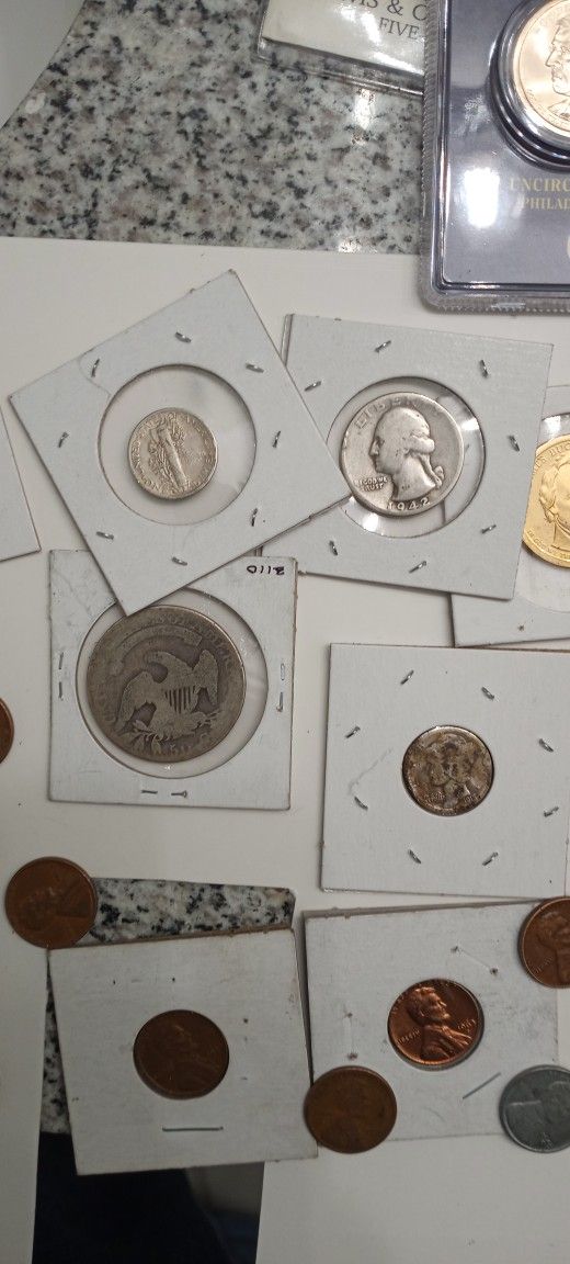 Coin Collection. Capped Bust Pennies Quarter Dime Us Silver error