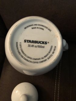 White Starbucks Coffee Pot Tea Pot With Lid Ceramic Thumbnail