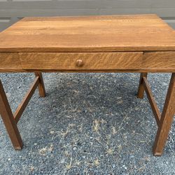 Antique Solid Wood Table Desk with Drawer Thumbnail