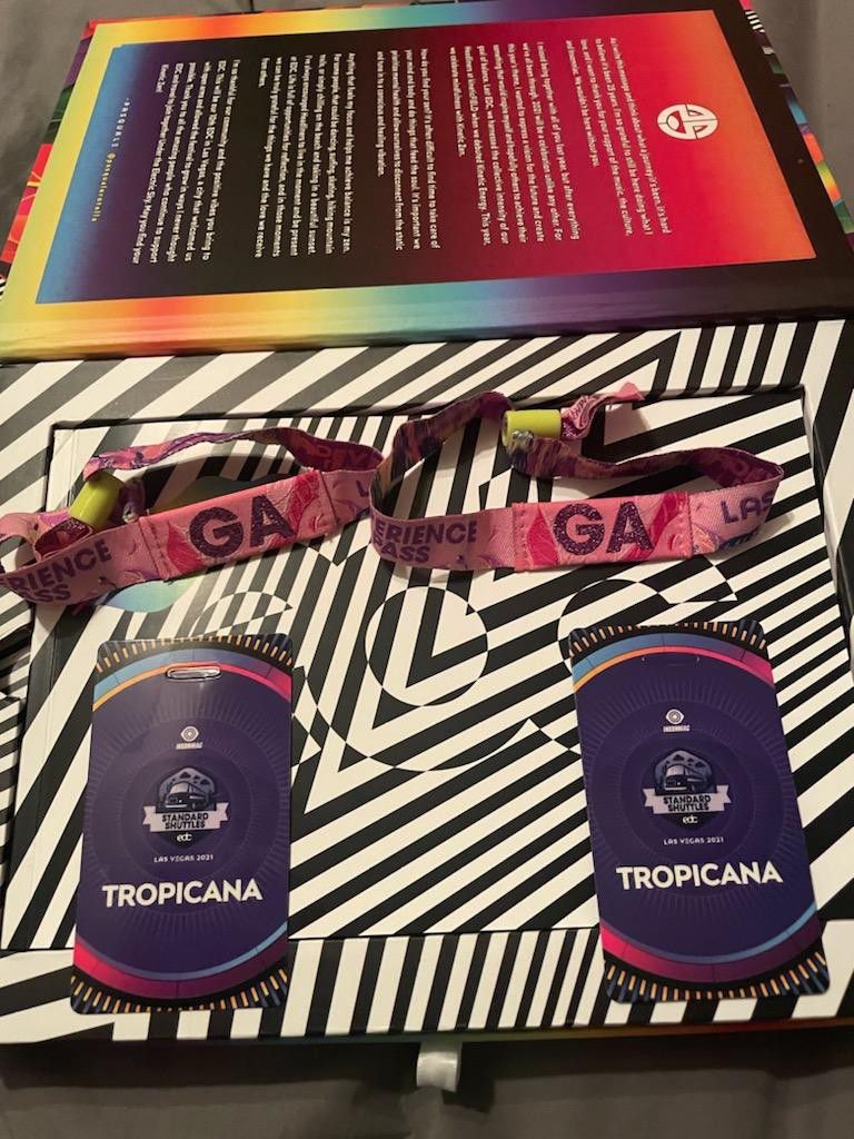 EDC LV 2 GA 3 DAY TICKETS WITH TROPICANA SHUTTLE PASSES $800 BOTH