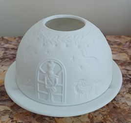 Candle Holder Christmas Scenes From Marshall Field's Bernardaud Limoges France Thumbnail