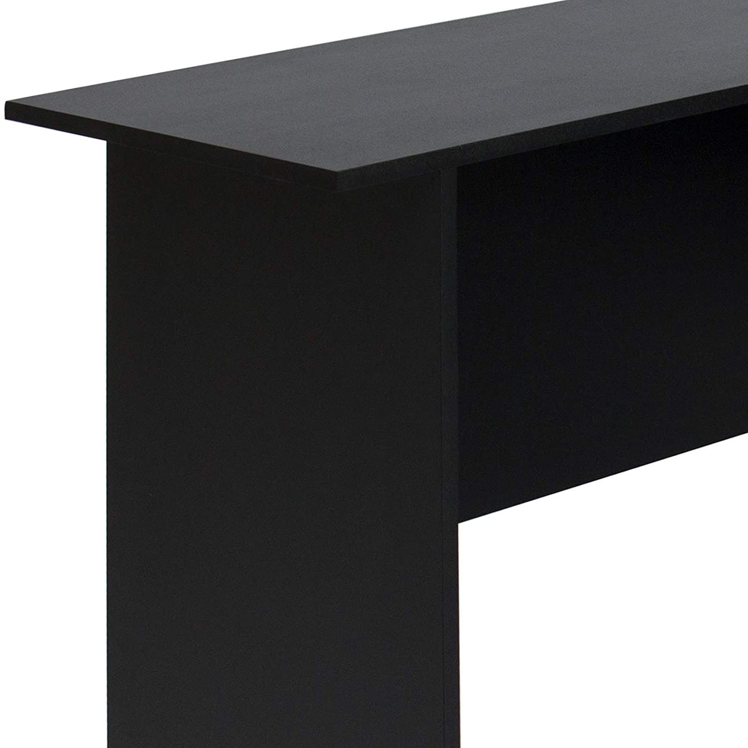 Functional L-Shaped Computer Desk with 2 Open Bookshelves, Black