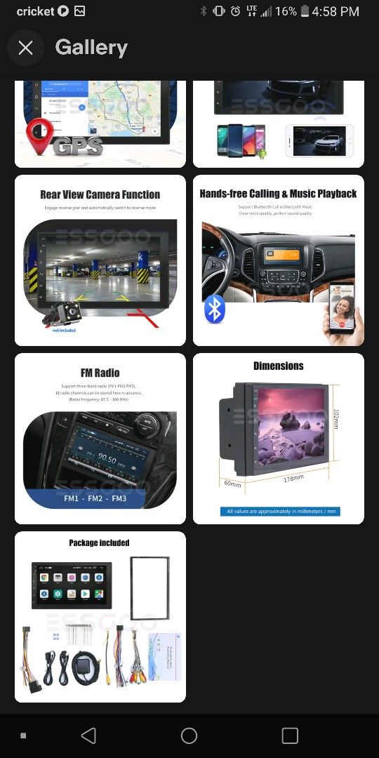 7 Inch Touchscreen 10.1 Android 16G Stereo And 4 Hifonics 6X8 250 Watts Speakers 1000 Watts Total Brand New In Original box