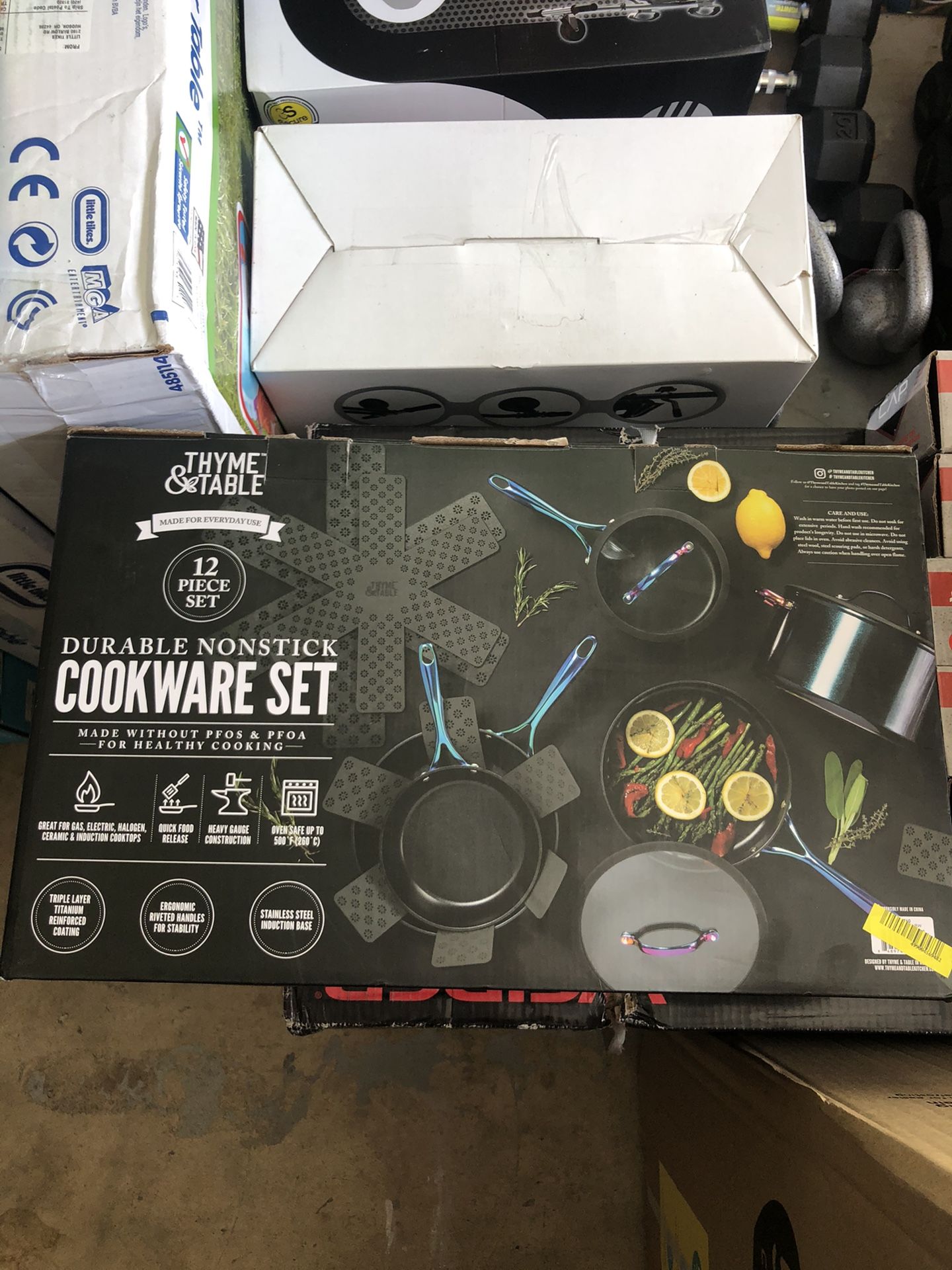 Thyme & Table Durable Nonstick Cookware Set 12 piece BRAND NEW