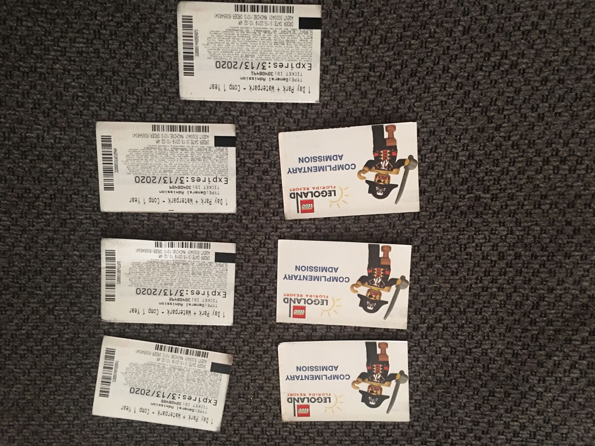 LEGO land Orlando tickets 7 tickets