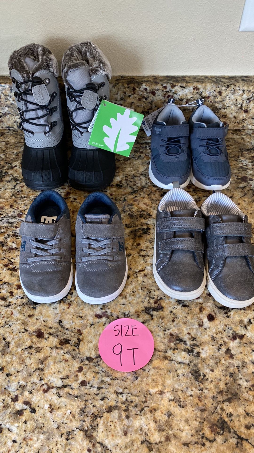 Size 9T toddler boy shoes and boot lot