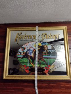 Kentucky Tavern Collectible Straight Bourbon Whiskey Glass And Gold Border Picture  Frame Kentucky Derby 127th Thumbnail